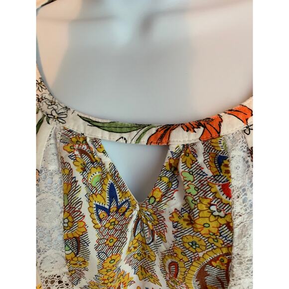 Fig and Flower Size Medium Women's Floral/Lace Print Cold Shoulder Boho Blouse - Picture 4 of 8